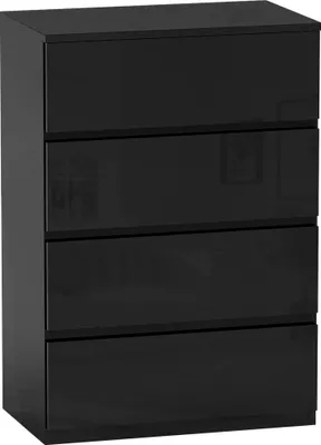 Image de Commode - Commode de chambre à coucher - 4 tiroirs - Design moderne - 55x34x80 cm - Pour chambre/couloir/salon - Noir