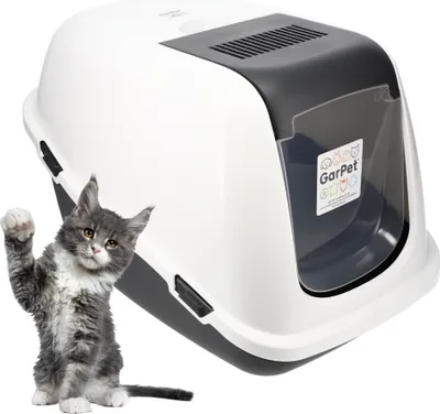 Produktbild von Katzenklo mit Deckel Aktivkohlefilter - Haube kippbar - extrahohe Unterschale große XL Katzentoilette 60 Katzen WC Hauben Toilette