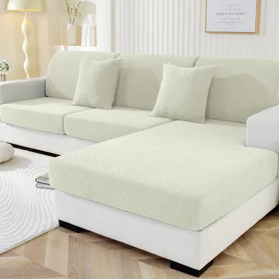 Obrázok produktu pre Poťah na sedák pre rozťahovaciu pohovku, protišmykový, béžová farba, 1 sedák * 2 + chaise longue
