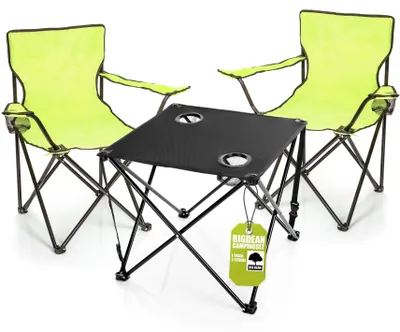Produktbild von 2 Faltbare Campingstühle mit Tisch in Neon-Grün