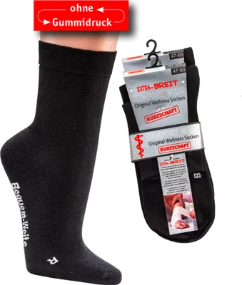 Produktbild von 2 Paar Socken Diabetikersocken  KURZSCHAFT  EXTRA-BREIT weit Diabetes Strümpfe schwarz Gr. 43/46