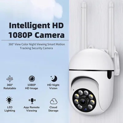 Produktbild von Indoor-Überwachungskamera 1080P 360°-Bildwinkel mit intelligenter Bewegungsüberwachung und Stereo-Audio für Nachtbetrieb und 7-Tage-Aufzeichnung