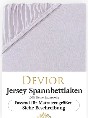 Produktbild von Devior Jersey Spannbettlaken 140x200 - 160x200 cm silber Bettlaken 100% Baumwolle bis 22cm Matratzenhöhe Gummizug