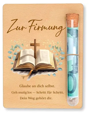 Produktbild von Holz-Geldgeschenk für die Firma mit Reagenzglas, 15 x 10,5 cm