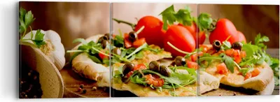 Produktbild von Bild auf Leinwand - Leinwandbild - Pizza Vegetarier Italien Essen - 90x30cm - Wand Bild - Wanddeko - Leinwanddruck - Bilder - Kunstdruck - Wanddekoration - Leinwand bilder - Wandkunst - CA90x30-2540