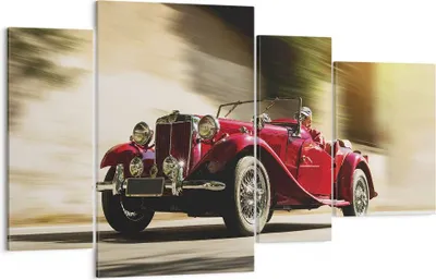 Produktbild von Bild auf Leinwand - Leinwandbild - 4 Teile - Mg Rot Auto - 120x70cm - Wand Bild - Wanddeko - Wandbilder - Leinwanddruck - Bilder - Wanddekoration - Leinwand bilder - Wandbild - DL120x70-4364