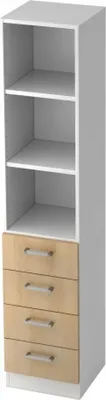 Produktbild von SIGNA G 7600 CE - 5 OH Weiß/Eiche Schrank mit 4 Schüben Chromgriff Metall