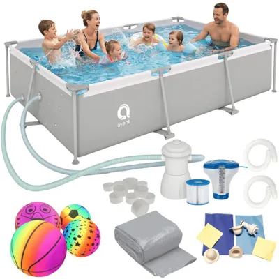 Zdjęcie produktu dla Basen ogrodowy stelażowy z pompą 300x207x65cm 3701 L ZESTAW 17w1 Basen dla dzieci rodzinny