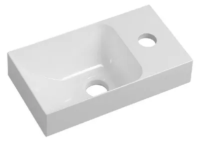 Obrázek produktu pro PICCOLINO umyvadlo z litého mramoru 30,8x10x17cm, otvor pro baterii vpravo, bílé