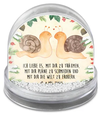 Produktbild von Mr. & Mrs. Panda Schneekugel Weihnachten Schnecken Liebe - Naturpapier - Geschenk, dekoartikel, Ehe, Pärchen, Dekokugel, Zukunft, schnee kugel, Freundin, glücklich, Große