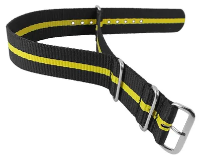 Produktbild von Outdoorband XL Uhrenarmband 24mm Nylon | Minott Durchzugsband 29868, Farbe:schwarz/gelb