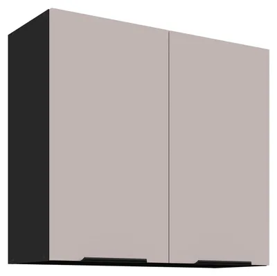 Produktbild von Küchen Hängeschrank 80 cm Küche ARONA Kaschmir beige matt + Schwarz matt Küchenzeile Küchenblock Küche Einbauküche
