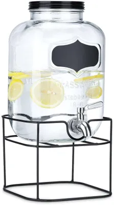 Produktbild von Gläserner Getränkedispenser mit Edelstahl-Sprudler - 5 Liter Fassungsvermögen