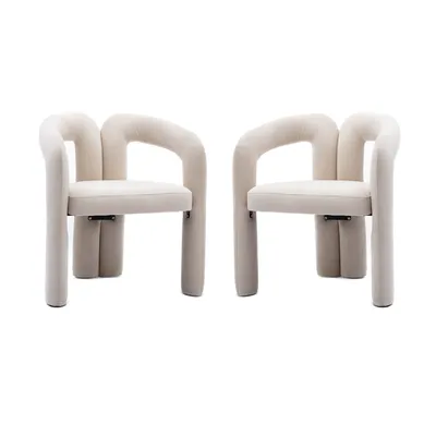 Produktbild von LVHOM Esszimmerstühl, 2er Set Polsterstuhl aus Samt, Küchenstuhl mit Rückenlehne, Wohnzimmerstuhl, Beige