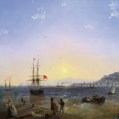 Zdjęcie produktu dla Obraz z nadrukiem Iwana Aiwazowskiego - Widok na Kercz, 1839 (70 x 70 cm)