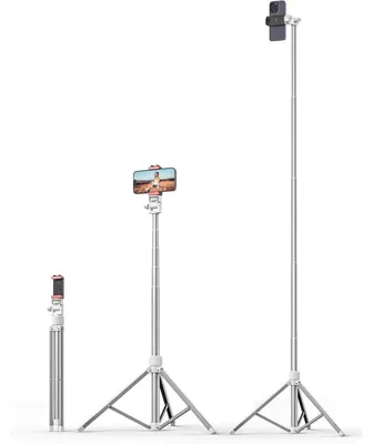 Produktbild von Handy Stativ 180cm Weiß Aluminium mit Fernauslöser für Smartphone