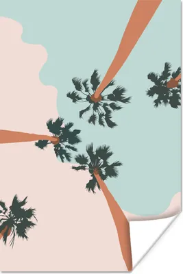 Produktbild von MuchoWow® Poster Sommer - Palmen - Pastell 120x180 cm - Kunstposter