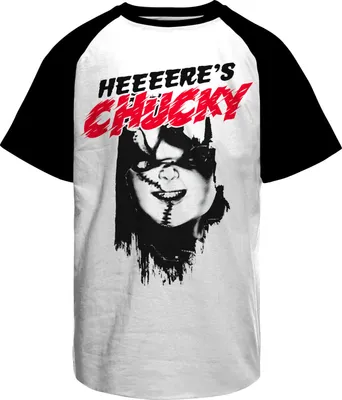 Immagine prodotto di Maglietta da baseball Heeere's Chucky - Bianco-Nero - Piccola