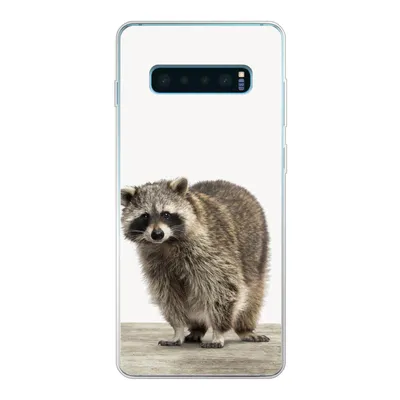 Produktbild von MuchoWow® Handyhülle Schutzhülle Hülle für Samsung Galaxy S10 Plus Waschbär - Tiere - weißer Hintergrund - Jungen - Mädchen - Kinder Silikon Softcase Handy Hülle - Schutzhülle