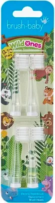 Produktbild von Brush-Baby WildOnes Schallzahnbürsten-Ersatzköpfe für Kinder 0-10 Jahre, 4er-Pack