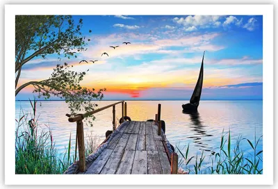 Produktbild von Poster - Poster ohne Rahmen - Brücke See - 91,5x61 cm - Wand Bild - Wanddeko - Wandbilder - Kunstposter - Wandposter - Bilder - Kunstdruck - Wanddekoration - Wandbild - P2XAA91x61-4115
