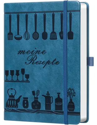Image de Rezeptbuch zum Selberschreiben A5 Blau 14,5 x 21 cm 128 Seiten 120g Papier