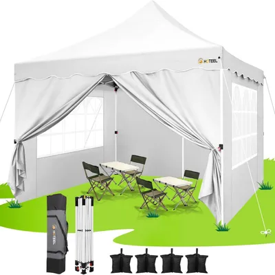 Immagine prodotto di Gazebo da esterno 3x3 metri, impermeabile, con 4 pannelli laterali, protezione UV 50+, struttura in acciaio, colore bianco