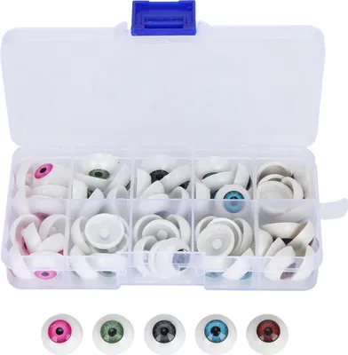 Obrázek produktu pro Oční bulvy pro panenky, půlkulaté, plastové oči, barevné, materiál pro kutily, halloweenské doplňky, 16 mm, 60 kusů