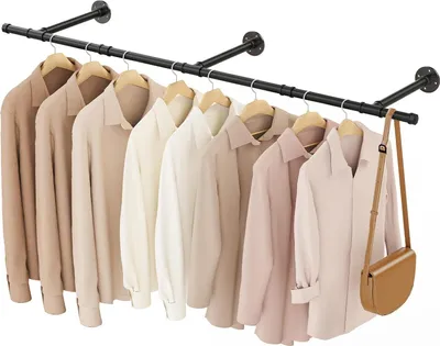 Produktbild von Wandmontierte Kleiderstange - 150 cm - multifunktional - 1 Stück - schwarz - Stahl