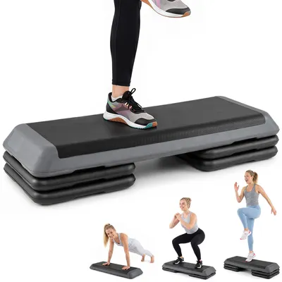 Produktbild von COSTWAY Aerobic Stepper höhenverstellbar, Fitness Stepper mit 4 Stützblöcken, rutschfester & strukturierter Oberfläche, Steppbrett, für Fitnessstudio