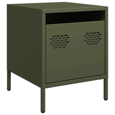 Image de Table de chevet vert olive 35x39x43,5 cm acier