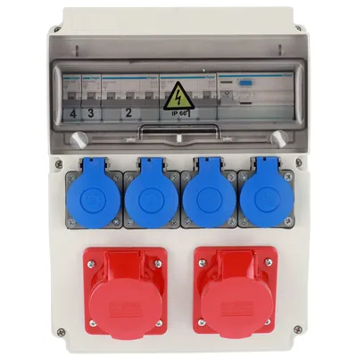 Produktbild von Kompletna rozdzielnica zasilania EDO ASTAT 121 PLUS IP65 2x16A/5P, 4x230V SCHUKO z bezpiecznikami Hager