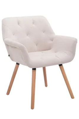 Produktbild von CLP  Besucherstuhl Cassidy Stoff mit Armlehne beige Gestell Farbe natur