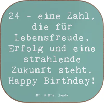Produktbild von Mr. & Mrs. Panda Tassenuntersetzer Spruch 24. Geburtstag - Meeresbrise - Geschenk, Geburtstagsgeschenk, Flaschenuntersetzer, besondere Anlässe, Tischschoner, feiern