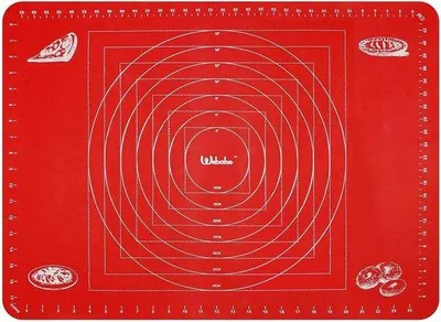 Produktbild von Silikonische Backmatte groß 70 x 50 cm Backunterlage Antihaftbeschichtung Teigmat Ausrollmat für Fondant, rot