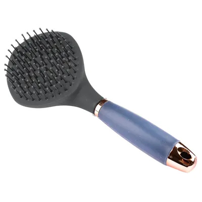 Image de Brosse à cheveux longs avec manche en gel, noir/or rose