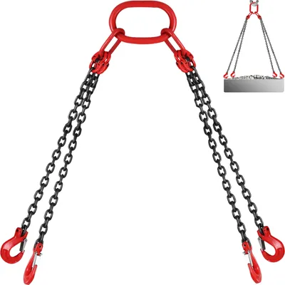 Productafbeelding van VEVOR aanslagketting, 4 strengen, 8 mm, draagvermogen 5 ton, lengte 1,5 meter. Kettingophanging, kettingkatrol, haakketting