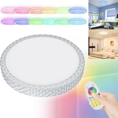 Obrázok produktu pre XINZI 60W RGB krištáľové LED stropné svetlo - stmievateľné s diaľkovým ovládaním, zmena farby 2800-6500K, efekt hviezdnej oblohy, do obývačky, spálne, kuchyne