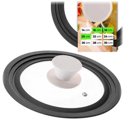 Produktbild von KADAX Universaldeckel 16/18/20 cm, Universal Deckel für Töpfe & Pfannen, Pfannendeckel, Glasdeckel mit Silikonrand und Dampfloch, Topfdeckel (Beige)