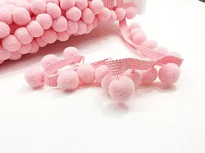Pompon-Borte 2 cm, 10 m, Babyrosa für Kissen & Gardinen