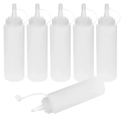 Productafbeelding van Spuitfles 6 stuks - Knijpfles 250 ml - Sausdispenser - Lekvrij - 100% BPA-vrij - Transparant HDPE kunststof - Sauzenfles
