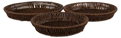 Imagen del producto de Juego de 3 platos de Clayre & Eef, de diferentes diámetros (28 cm, 25 cm y 22 cm), color marrón, fabricados en plástico