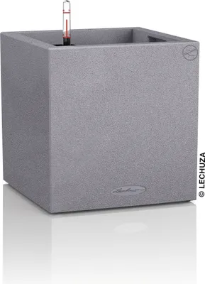 Zdjęcie produktu dla Sadzarka LECHUZA CANTO Stone 40 Low stone grey | sadzarka z systemem nawadniania | wygląd kamienia naturalnego | 40 x 40 x 40 cm | 13720