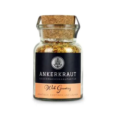 Zdjęcie produktu dla Ankerkraut Wok Gewürz, Przyprawy w proszku, Czarny pieprz, Papryczka chili, Liść kolendry, Nasiona kolendry, Koper włoski, Kozieradka,..., 95 g, Słoik, 1 szt.