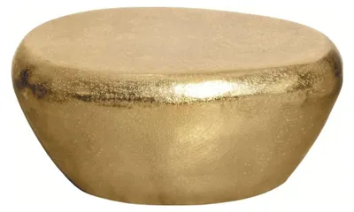 Image de Table basse GALEA dorée en aluminium martelé – Design organique contemporain