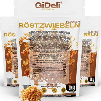 Zdjęcie produktu dla Cebula karmelizowana, 3 kg. Chrupiąca, pieczona cebula. Idealna do burgerów, hot dogów, frytek. Przyprawa GiDeli