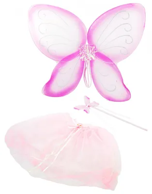 Produktbild von Rosa Feen Kostümset für Babys und Kleinkinder mit Tütü, Flügeln und Zauberstab Universalgröße Karneval