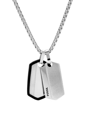 Produktbild von Fossil Dog Tag Kette Chevron für Herren aus Edelstahl