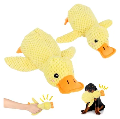 Produktbild von 2 Stück Anti-Stress-Ente für Hunde, Quack-Quack Enten-Spielzeug, Unzerstörbar, Geeignet für alle Hunde (kleine, mittlere)