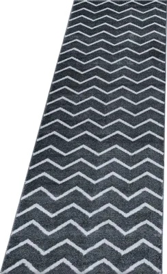 Produktbild von Teppich Läufer Wohnzimmer Grau 80x250 Chevron-Design aus Polypropylen